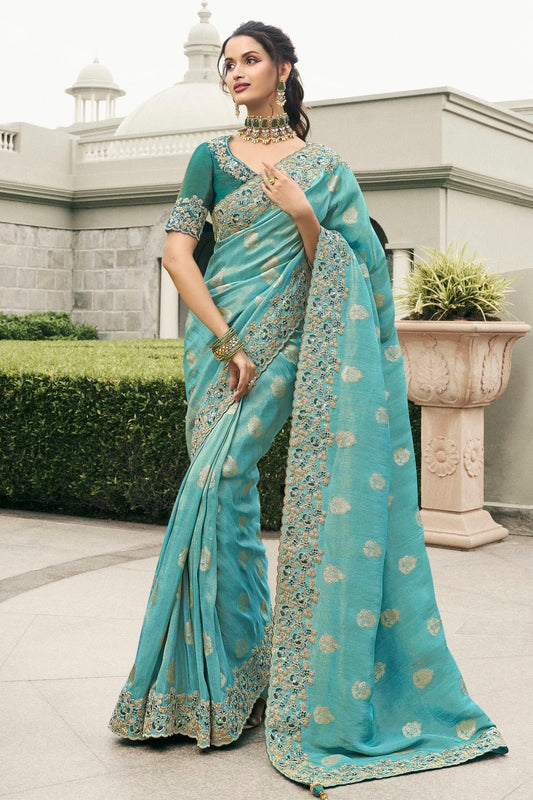 Sky Blue Colour Tissue Silk Designer Saree SD1290227