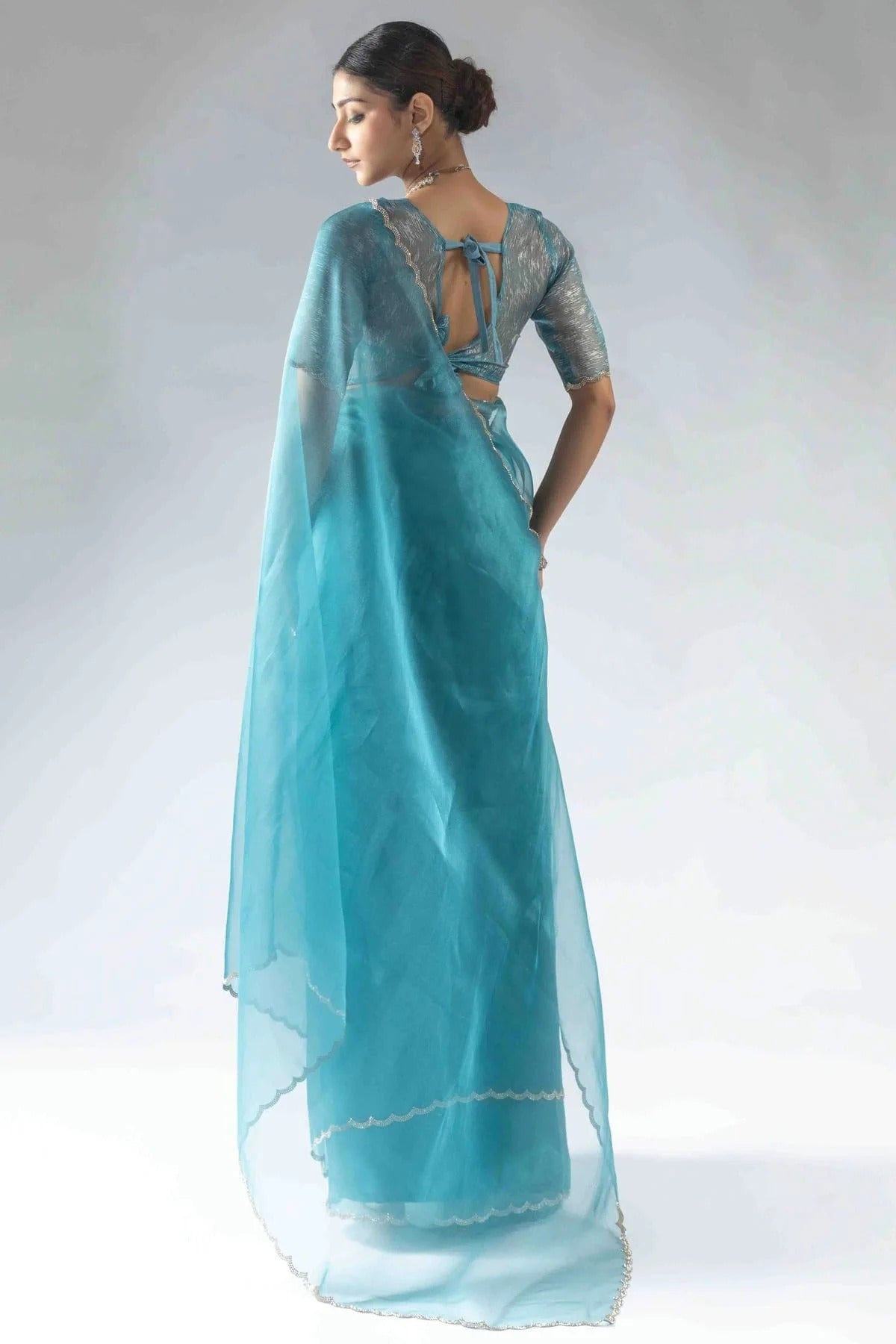 Sky Blue Colour Tissue Silk Ready To Wear Saree SD1122049 A