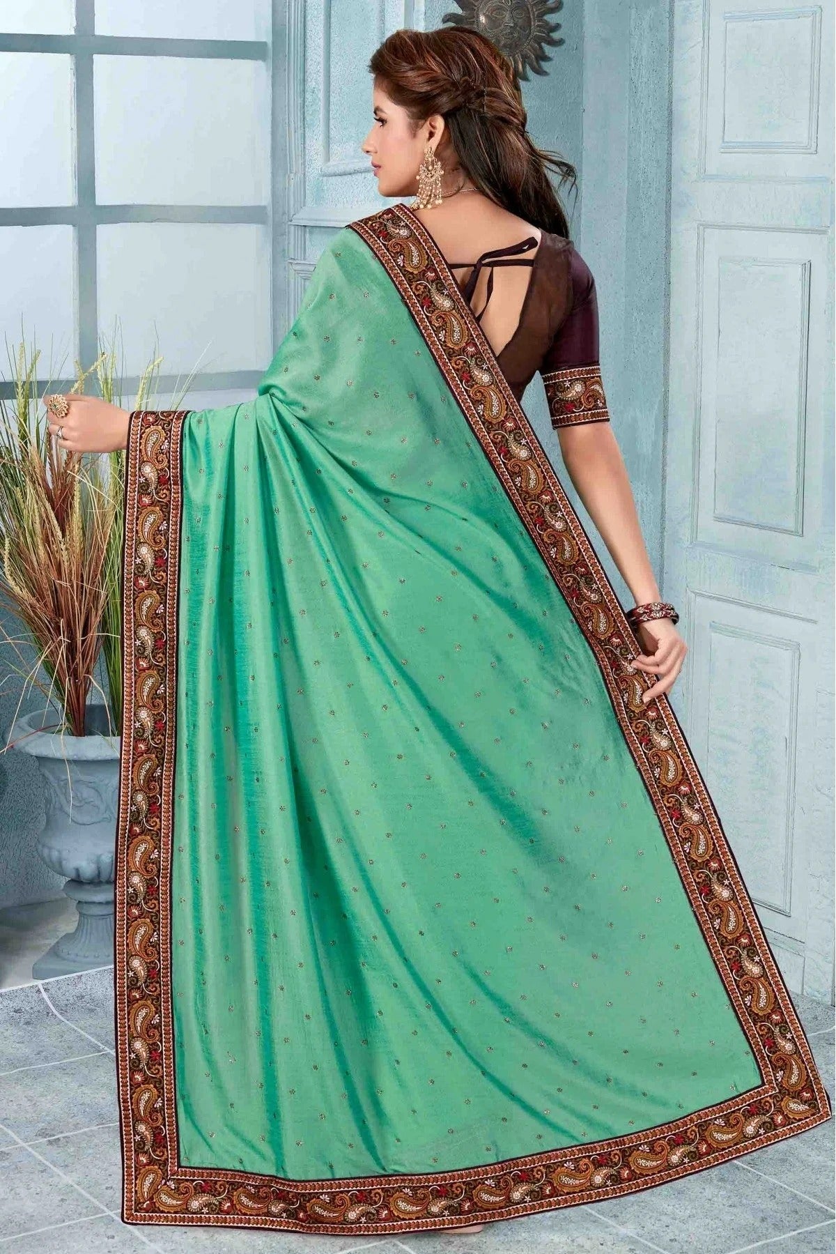 Sky Blue Colour Vichitra Silk Designer Saree SD1120531 A