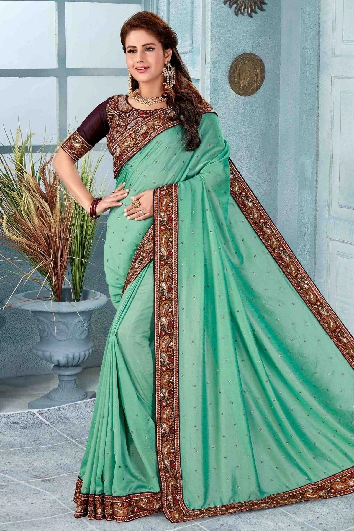 Sky Blue Colour Vichitra Silk Designer Saree SD1120531