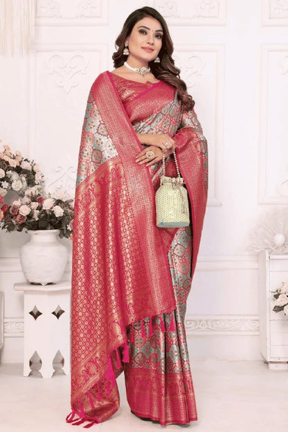 Sky Blue Colour Woven Work Banarasi Silk Traditional Saree SD1250246 A