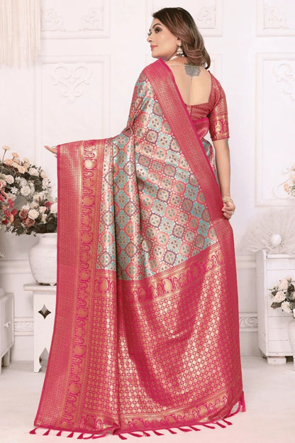 Sky Blue Colour Woven Work Banarasi Silk Traditional Saree SD1250246 B