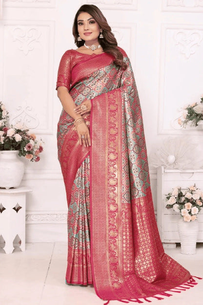 Sky Blue Colour Woven Work Banarasi Silk Traditional Saree SD1250246