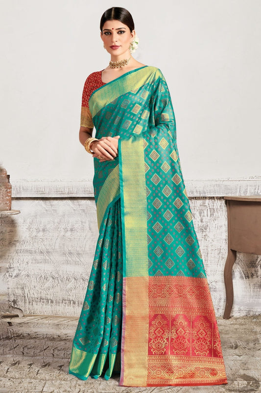 Sky Blue Colour Woven Work Patola Silk Saree SD1101316