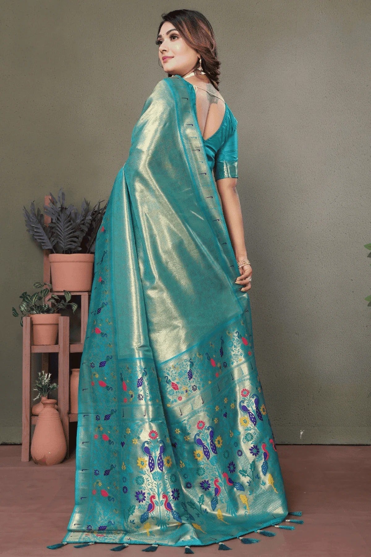 Sky Blue Colour Woven Work Pure Banarasi Tissue Silk Traditional Saree SD1250269 B