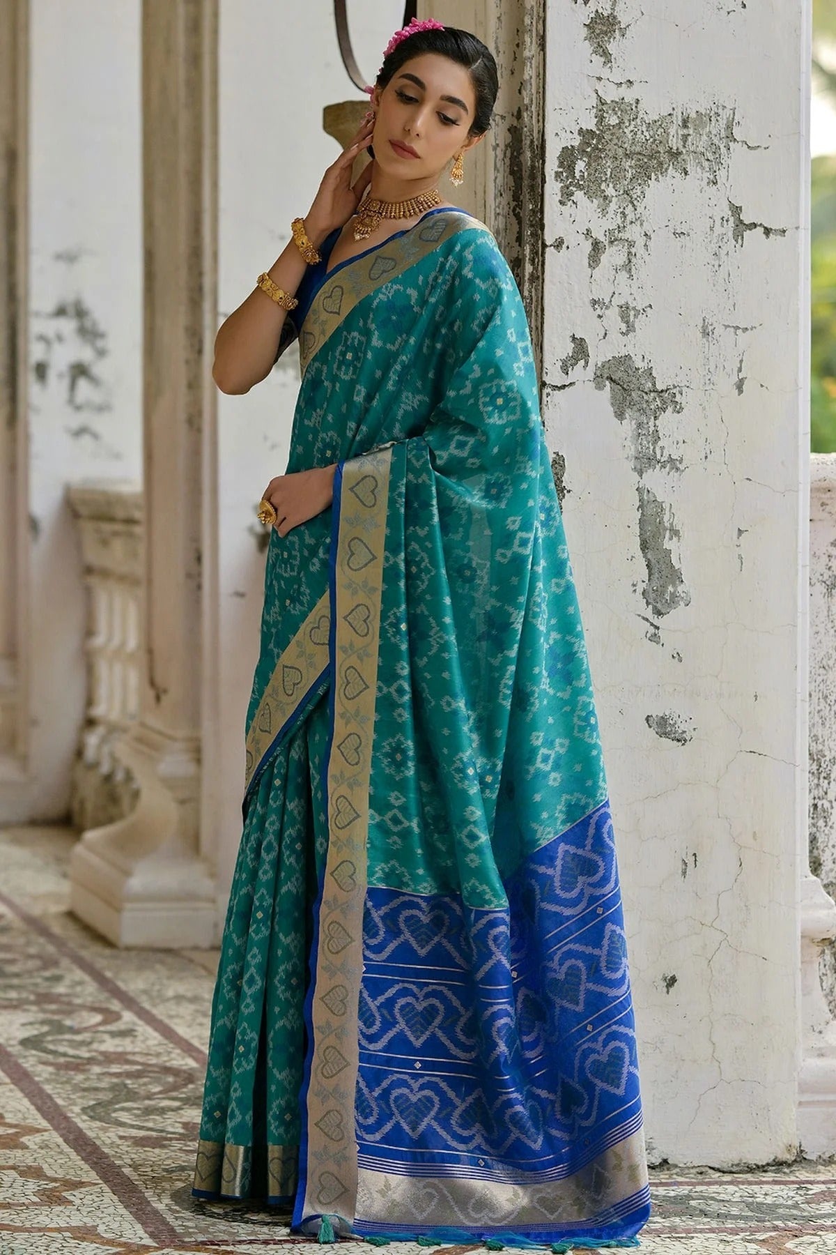 Sky Blue Colour Woven Work Raw Silk Saree SD1260035 A