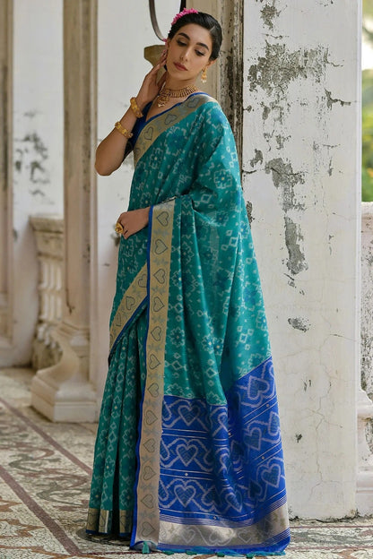 Sky Blue Colour Woven Work Raw Silk Saree SD1260035 A