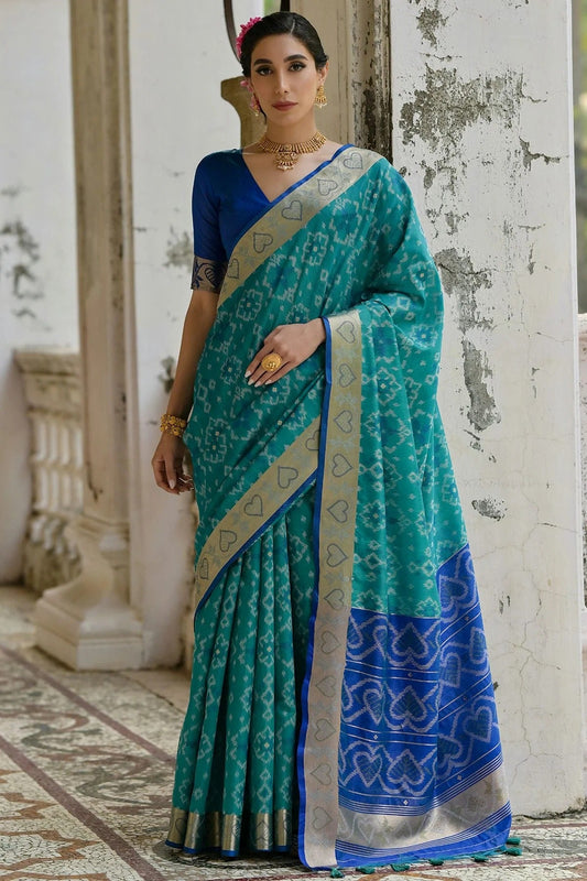 Sky Blue Colour Woven Work Raw Silk Saree SD1260035