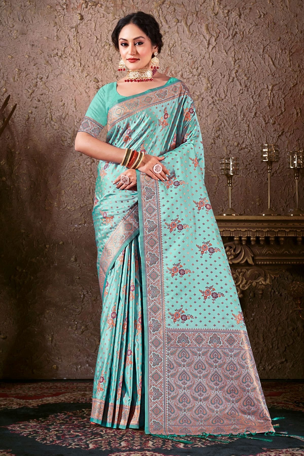 Sky Blue Colour Woven Work Silk Saree SD1101726