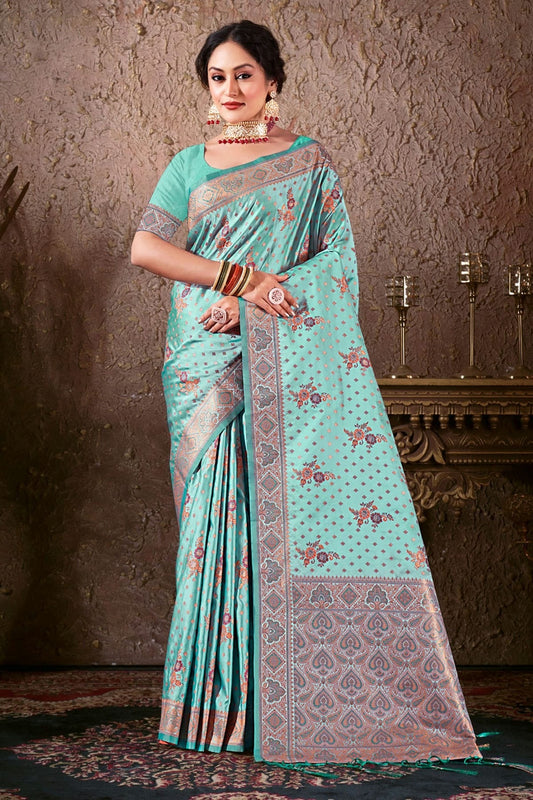 Sky Blue Colour Woven Work Silk Saree SD1101726