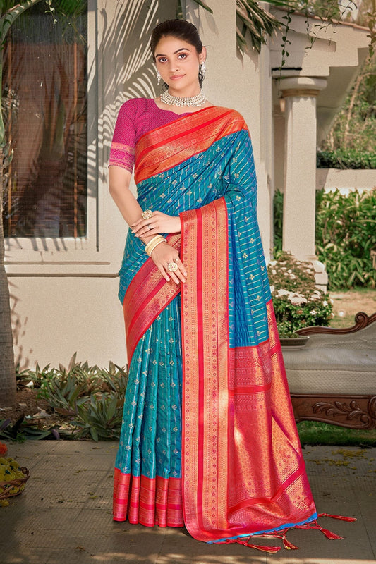 Sky Blue Colour Woven Work Silk Saree SD1102264