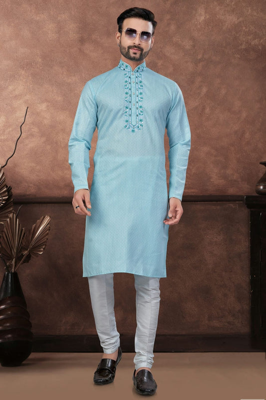 Sky Blue Cotton Kurta Pajama KP1040692