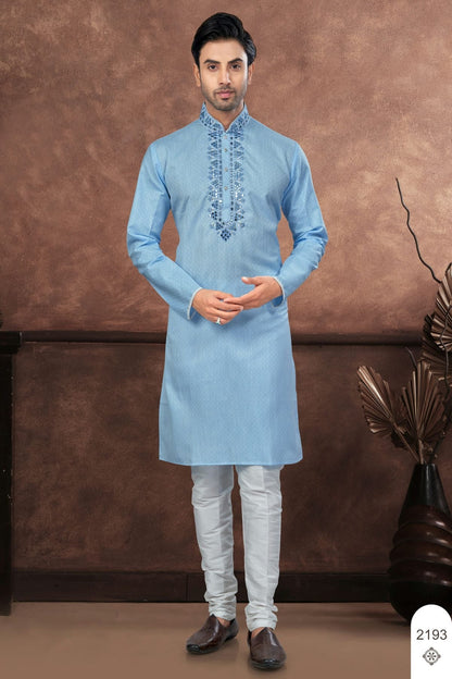 Sky Blue Cotton Kurta Pajama KP1040694