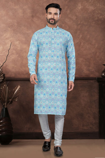Sky Blue Soft Rayon Kurta Pajama KP1040684