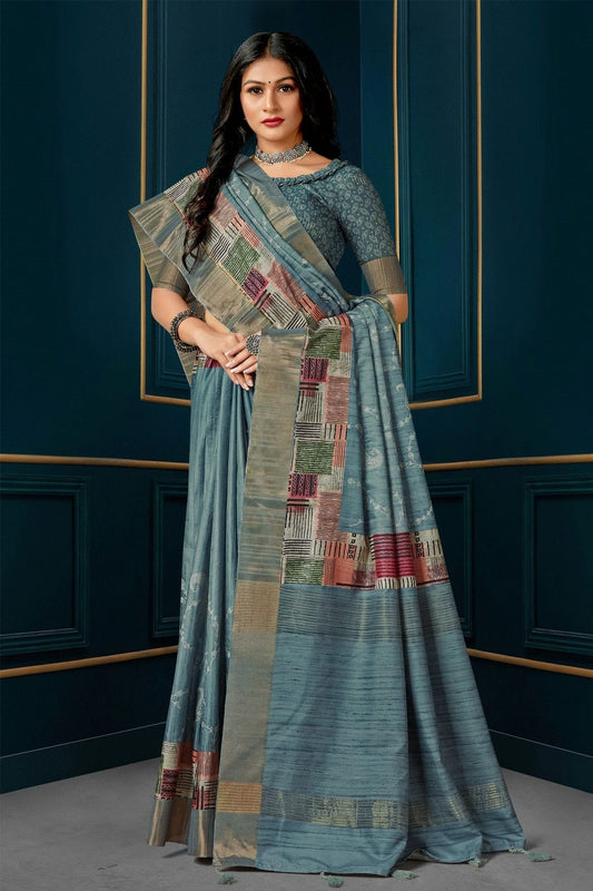 Slate Blue Colour Kotha Silk Traditional Saree LC1121651