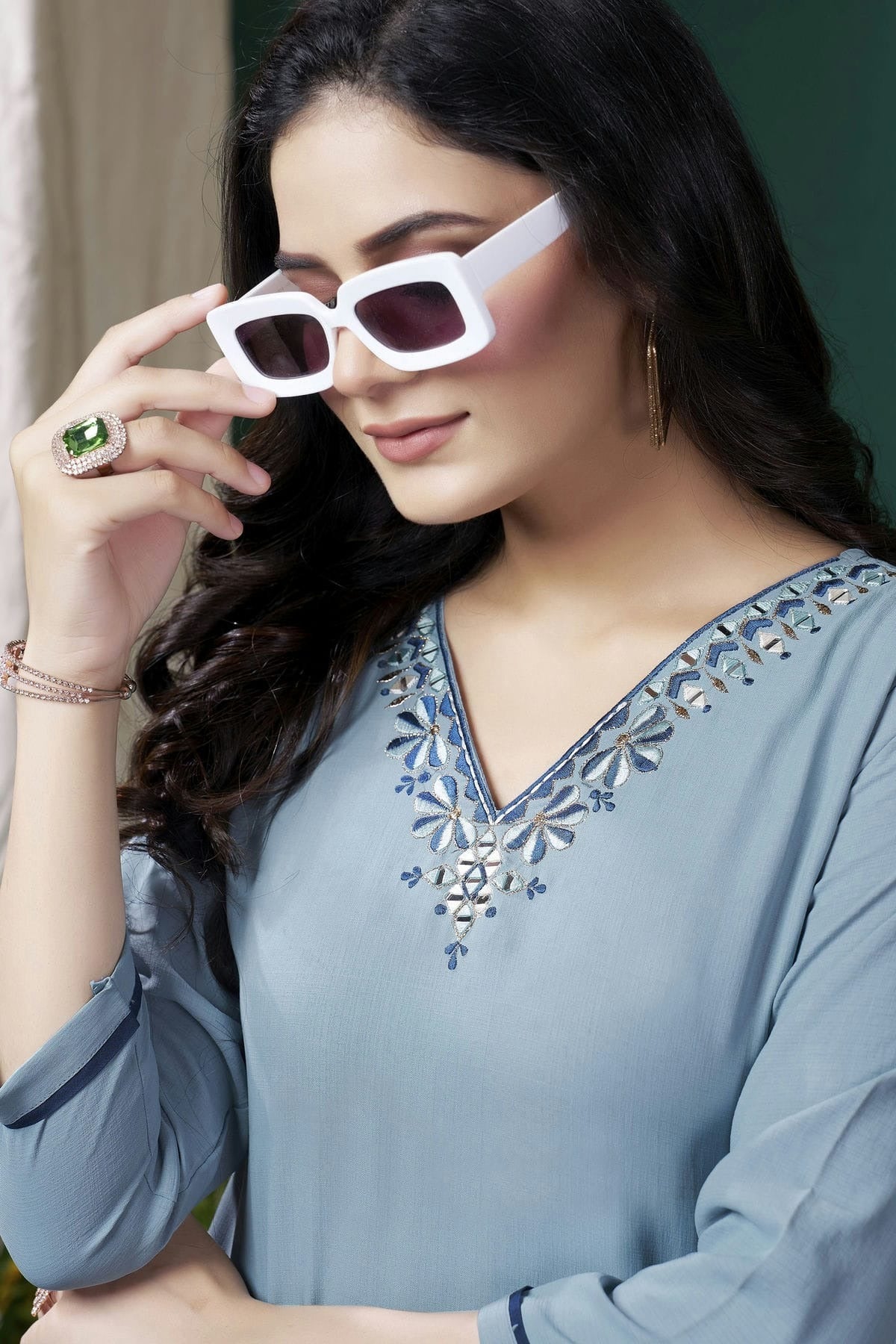 Slate Blue Colour Maaza Cotton Kurta And Pant Set KR1111345 A