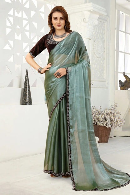 Slate Blue Colour Organza Designer Saree LC1121351