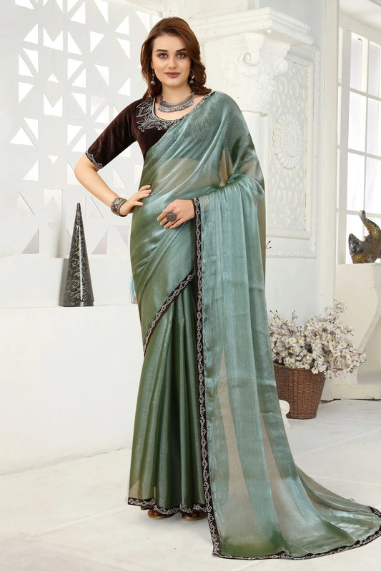 Slate Blue Colour Organza Designer Saree LC1121351