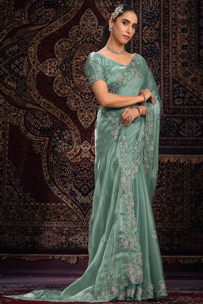 Slate Blue Colour Organza Designer Saree SD1080885 A