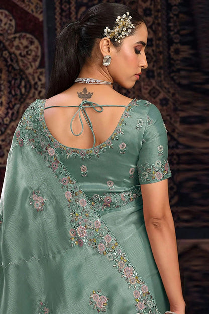 Slate Blue Colour Organza Designer Saree SD1080885 B