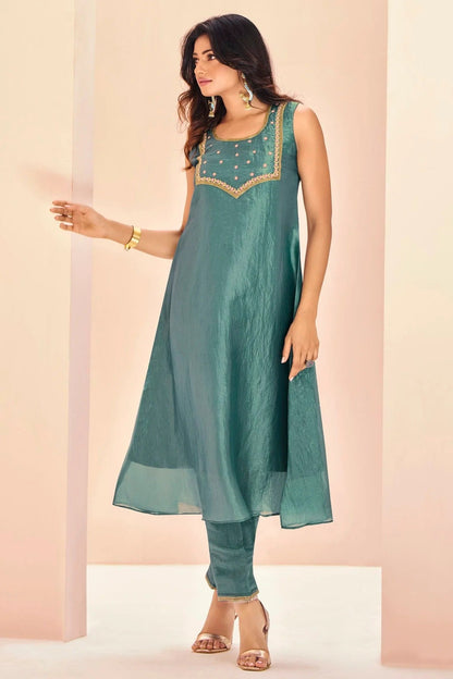 Slate Blue Colour Organza Top and Bottom TP1080930 A