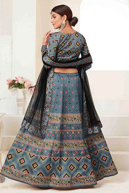 Slate Blue Colour Silk Designer Lehenga Choli LC1240089 A
