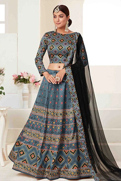 Slate Blue Colour Silk Designer Lehenga Choli LC1240089