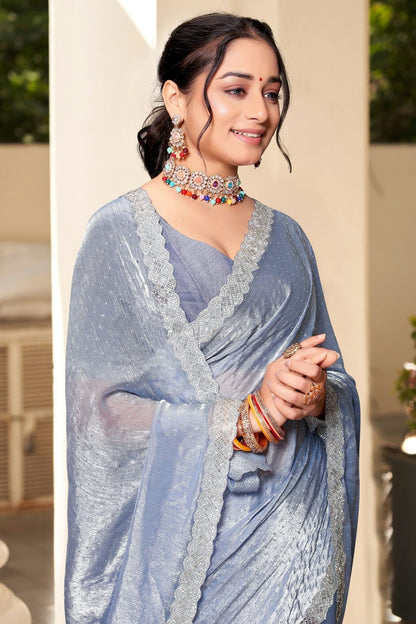 Slate Blue Colour Soft Silk Designer Saree LC1121686 A