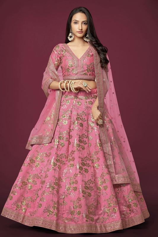 Slub Silk Embroidery A Line Lehenga Choli LC1010182