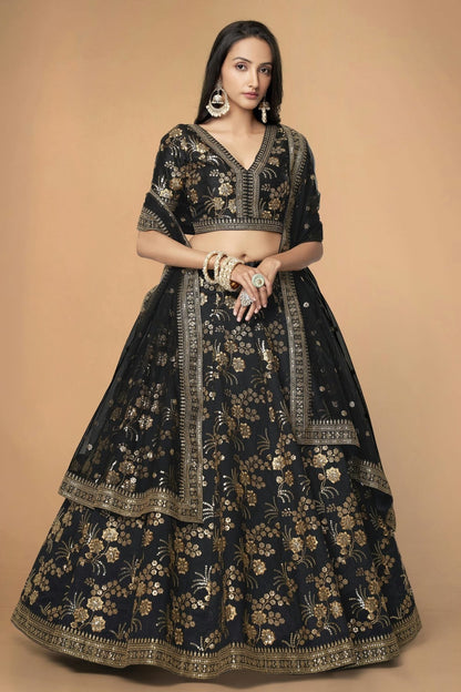Slub Silk Embroidery A Line Lehenga Choli LC1010184