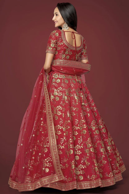 Slub Silk Embroidery A Line Lehenga Choli LC1010185 A