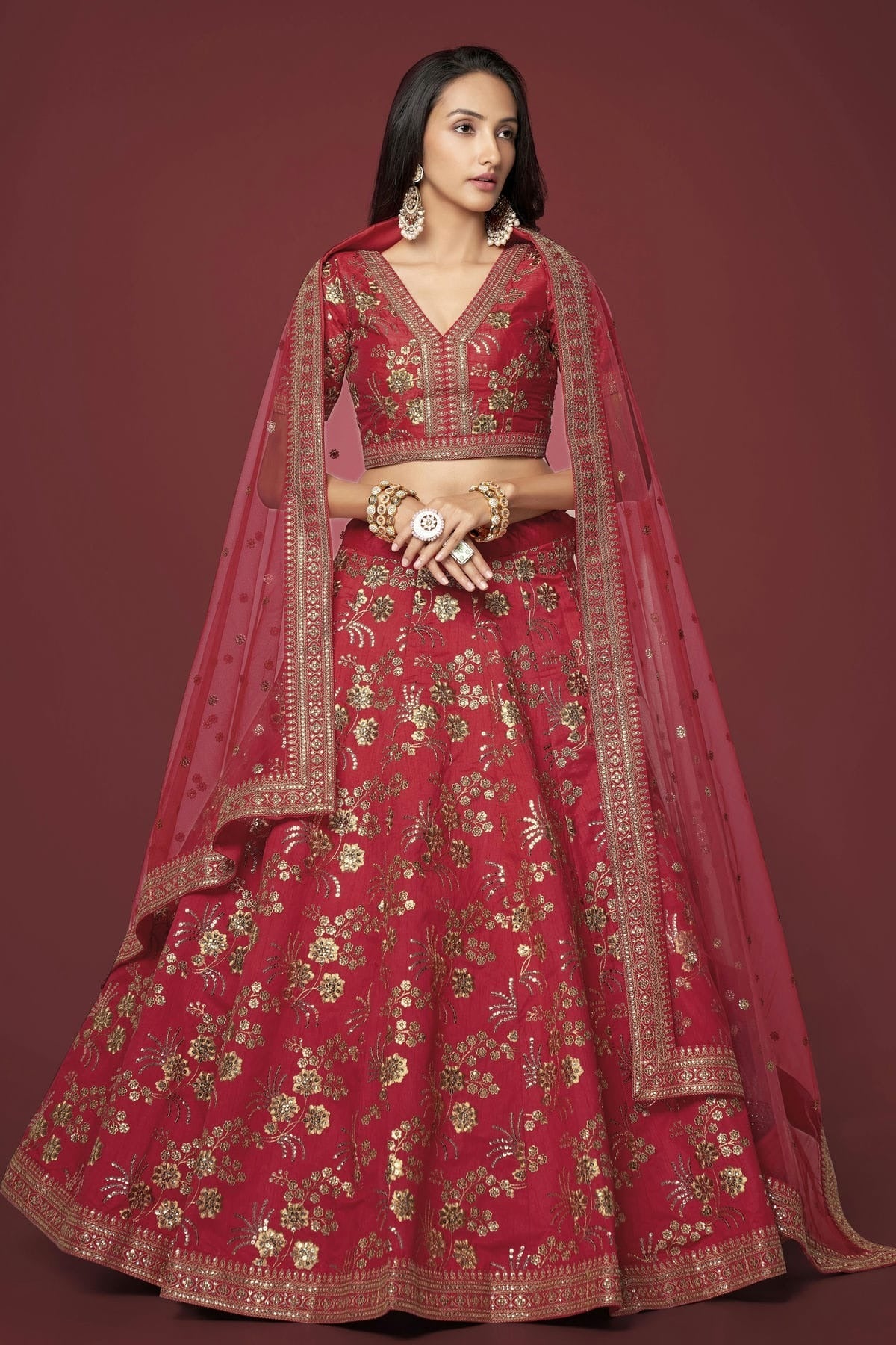 Slub Silk Embroidery A Line Lehenga Choli LC1010185