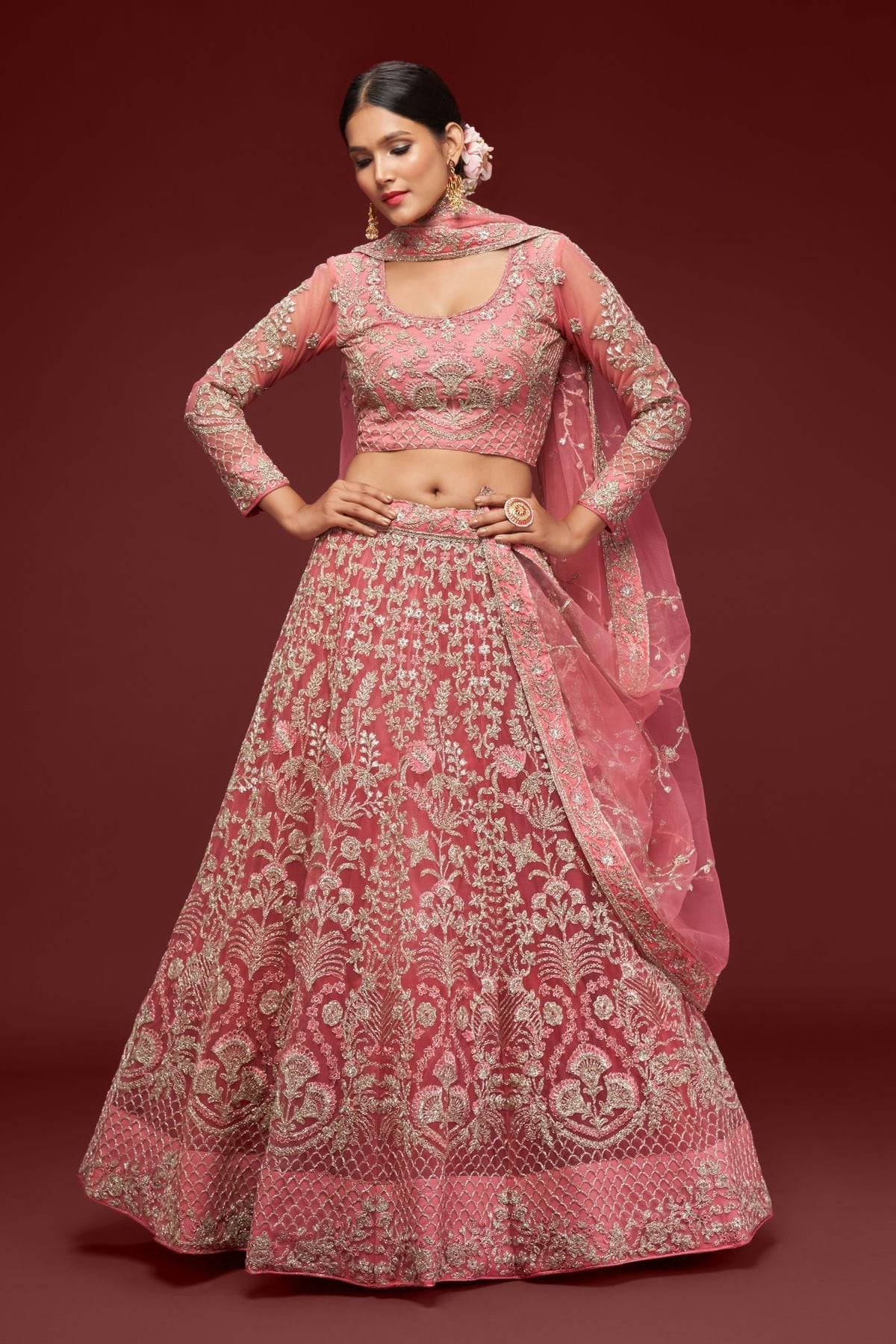 Soft Net Embroidery A Line Lehenga Choli LC1010187