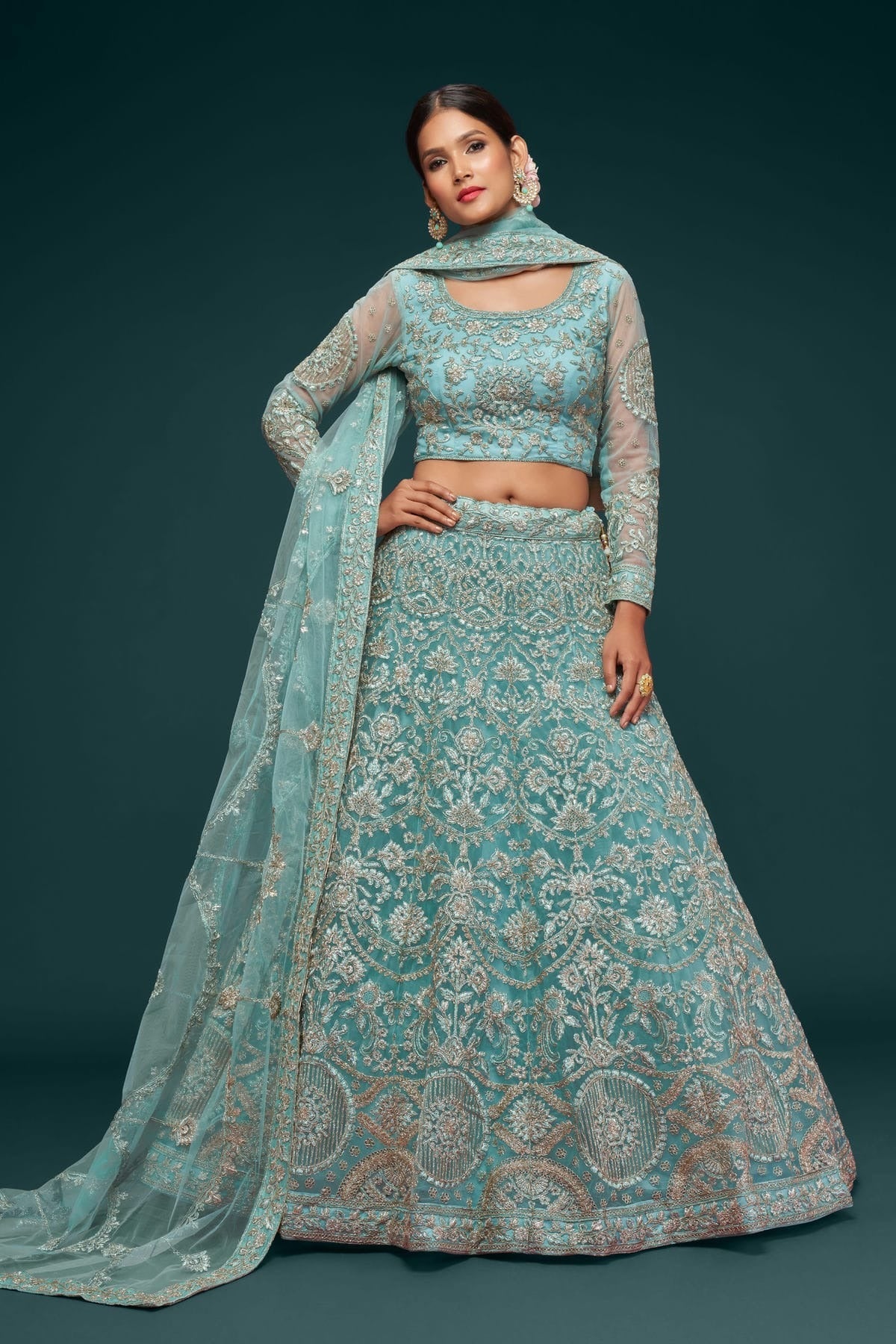 Soft Net Embroidery A Line Lehenga Choli LC1010188