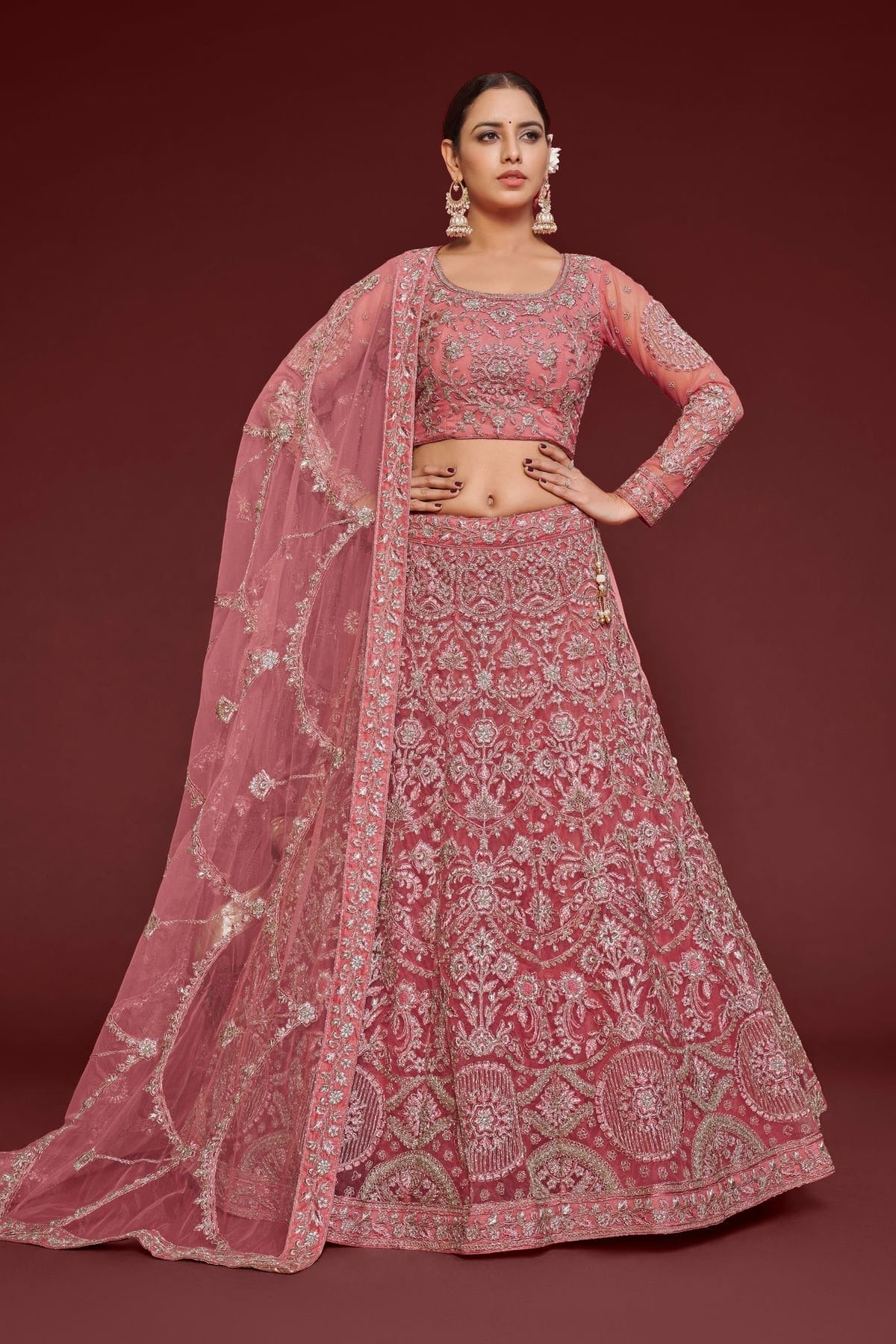 Soft Net Embroidery A Line Lehenga Choli LC1010191