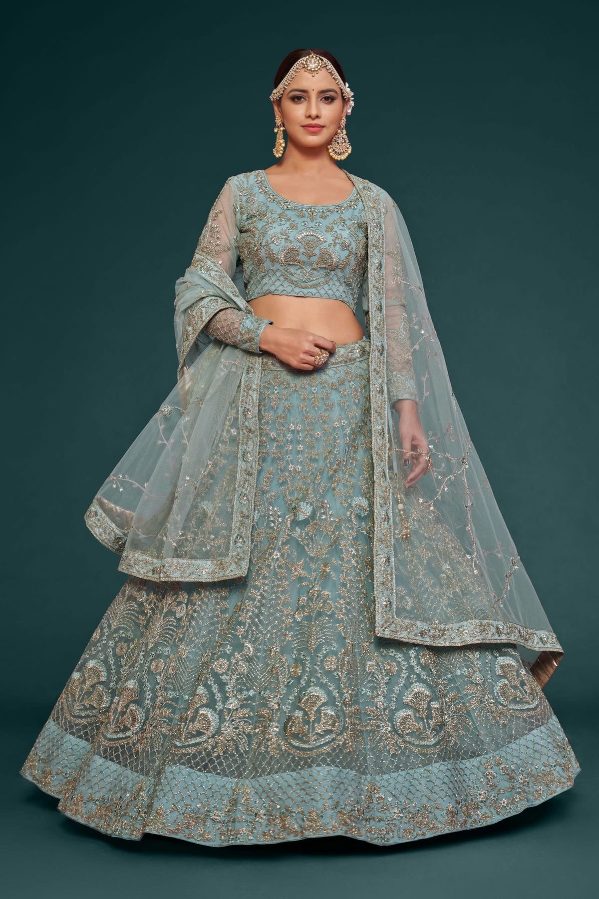 Soft Net Embroidery A Line Lehenga Choli LC1010192