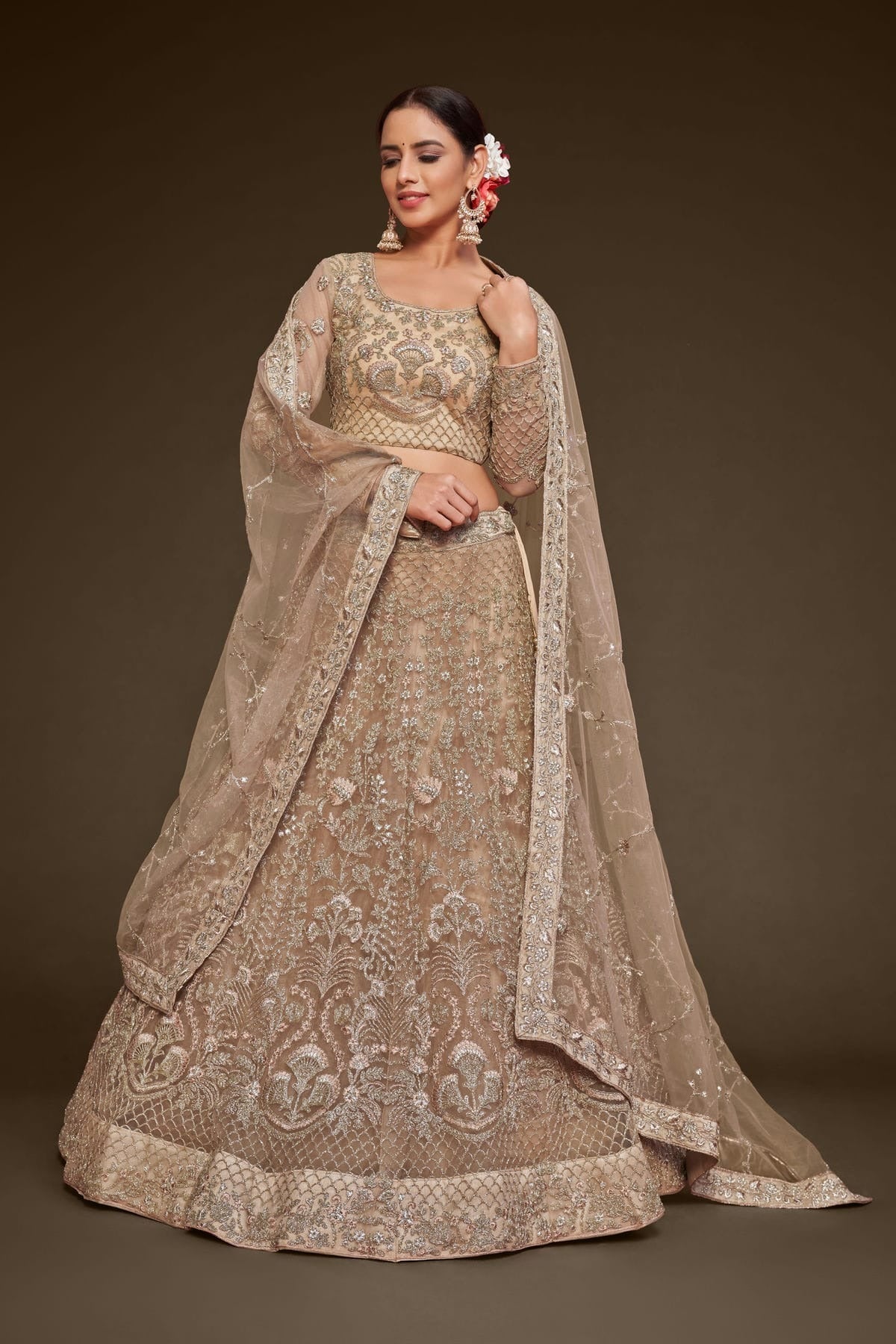 Soft Net Embroidery A Line Lehenga Choli LC1010194