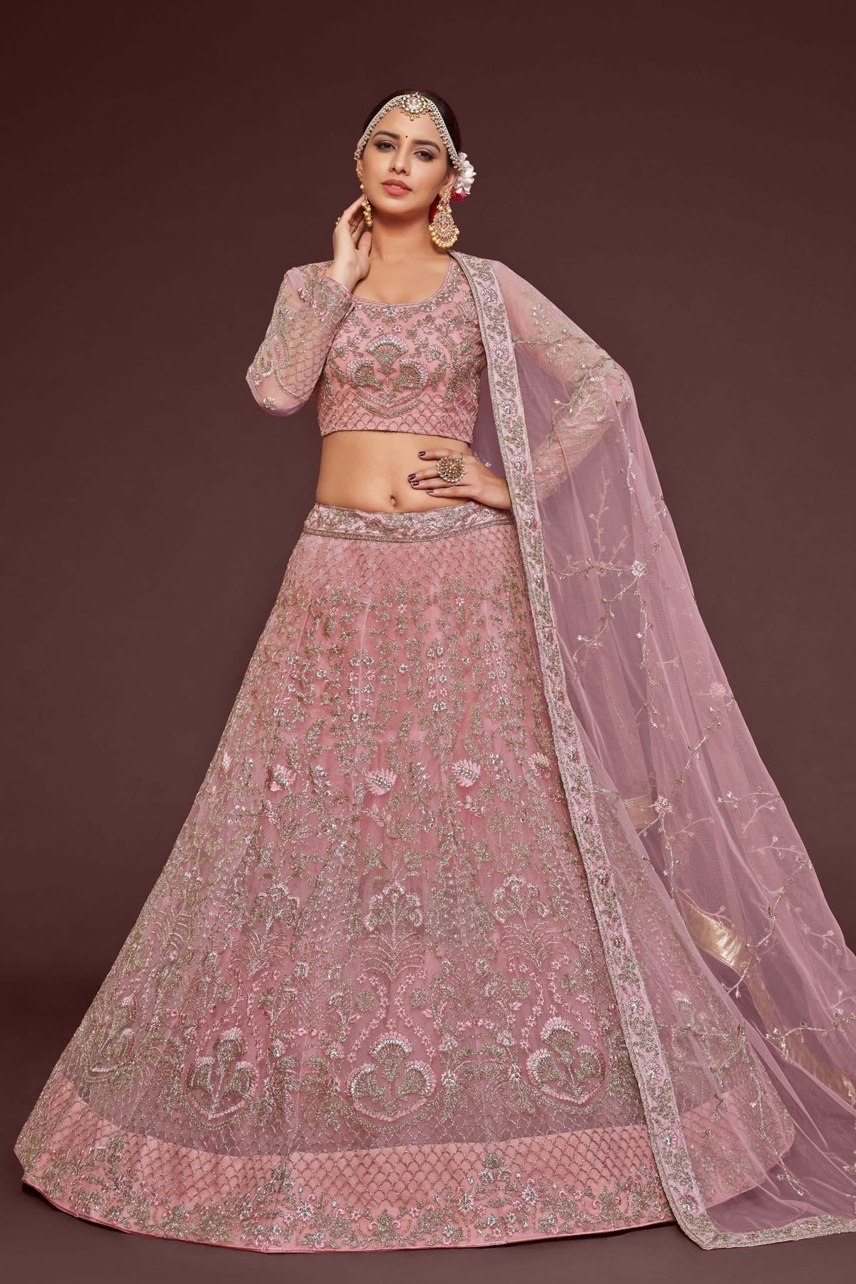 Soft Net Embroidery A Line Lehenga Choli LC1010195