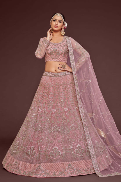 Soft Net Embroidery A Line Lehenga Choli LC1010195