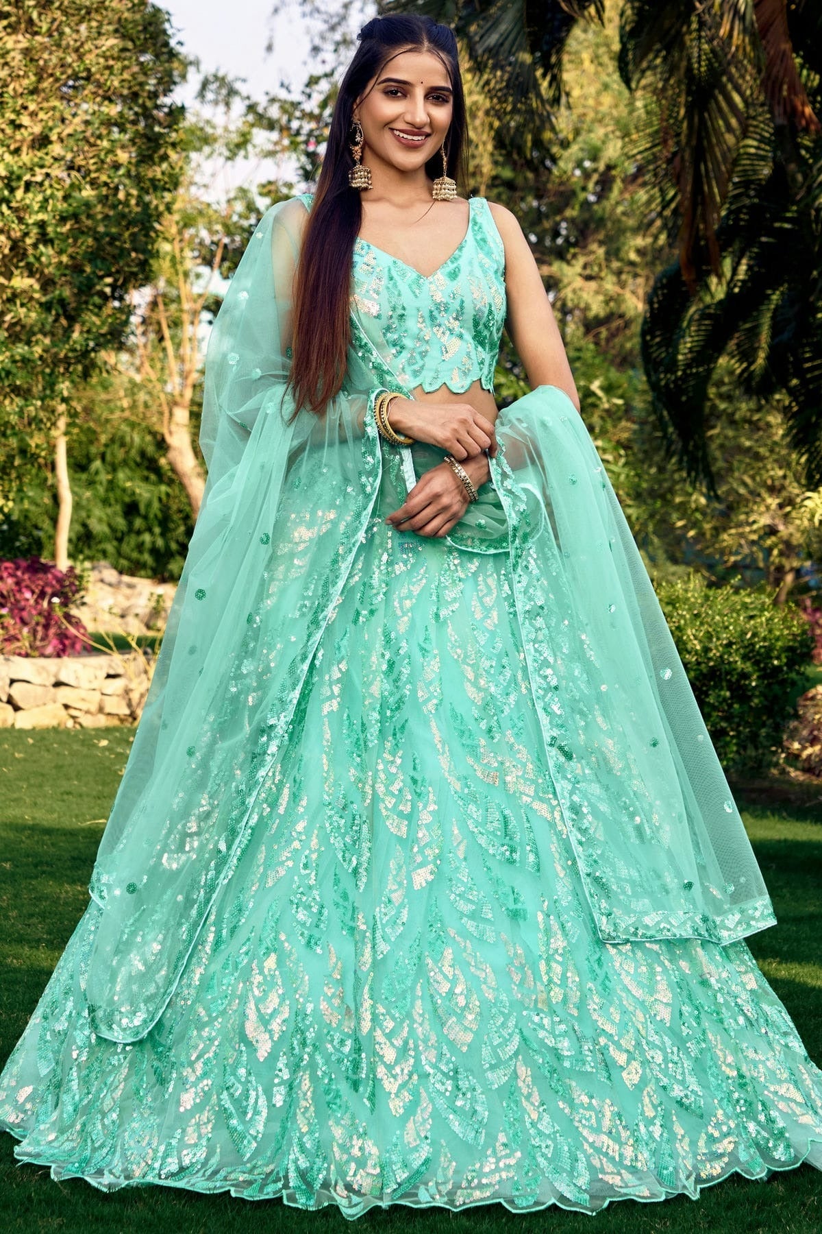 Soft Net Embroidery A Line Lehenga Choli LC1010256
