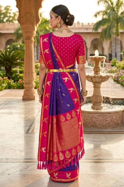 Soft Silk Woven Work Traditional Sarees In Purple Colour