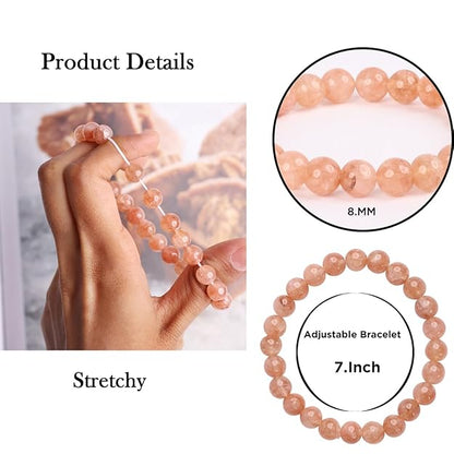 Sunstone 8mm Round Beads Bracelet – Natural Joy & Vitality Crystal Bracelet