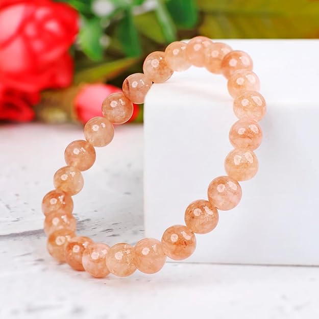 Sunstone 8mm Round Beads Bracelet – Natural Joy & Vitality Crystal Bracelet