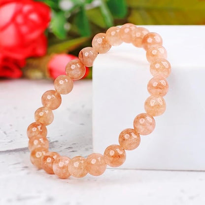 Sunstone 8mm Round Beads Bracelet – Natural Joy & Vitality Crystal Bracelet