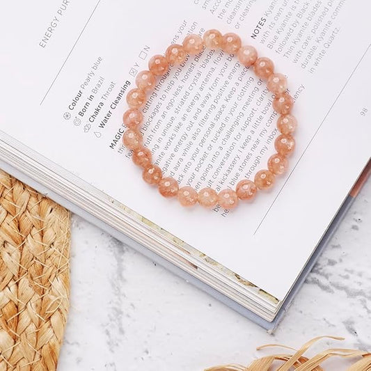 Sunstone 8mm Round Beads Bracelet – Natural Joy & Vitality Crystal Bracelet