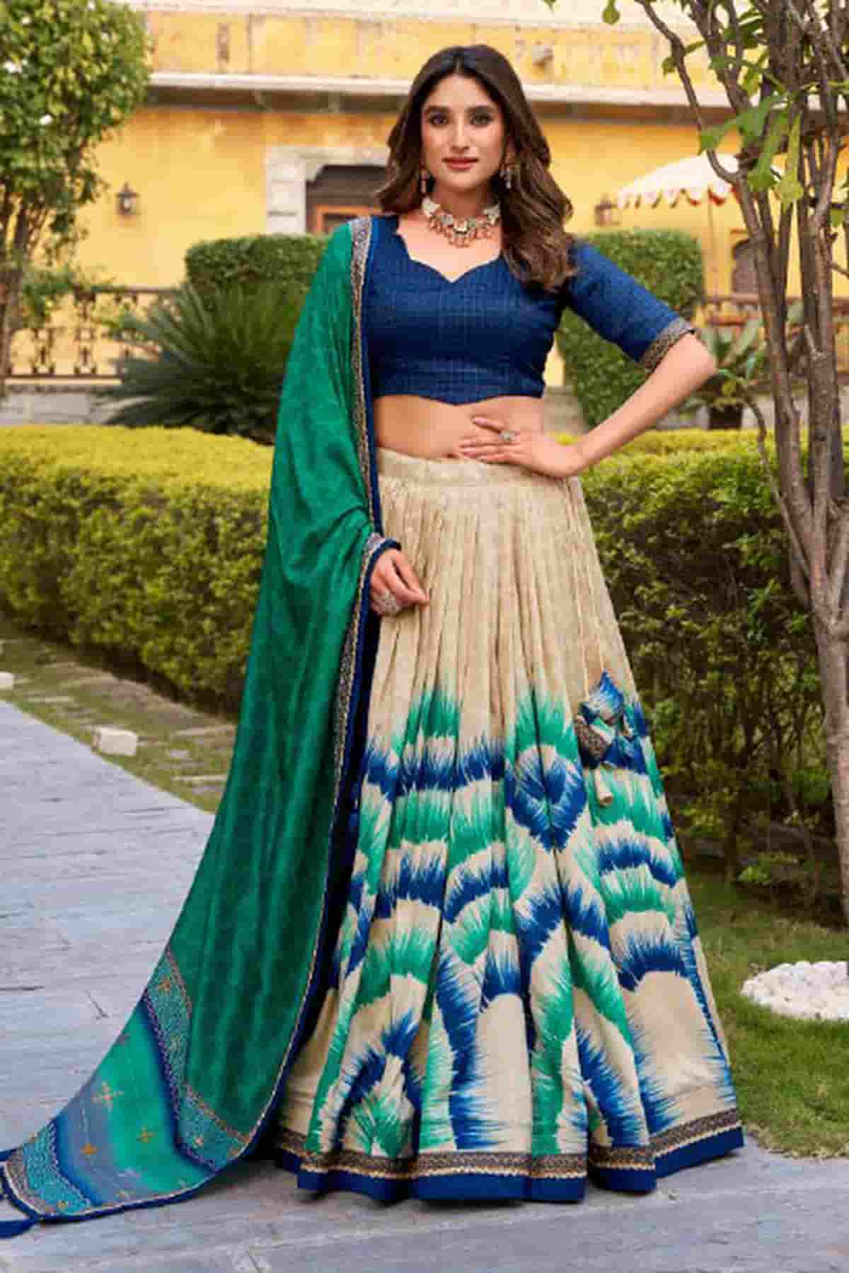 Tasar Silk Zari Woven Work Lehenga Choli In Navy Blue Colour