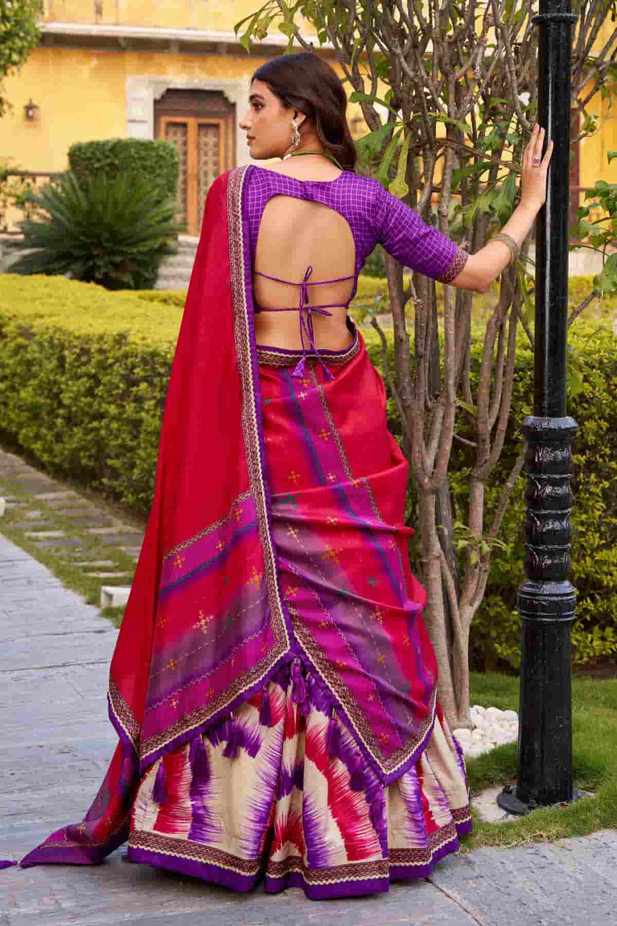 Tasar Silk Zari Woven Work Lehenga Choli In Purple Colour