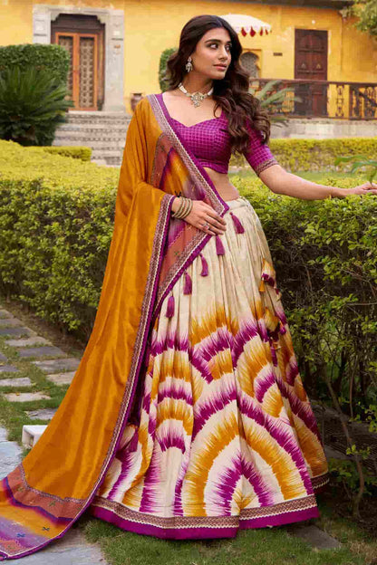 Tasar Silk Zari Woven Work Lehenga Choli In Wine Colour