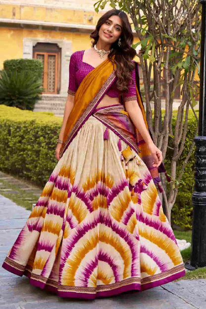 Tasar Silk Zari Woven Work Lehenga Choli In Wine Colour