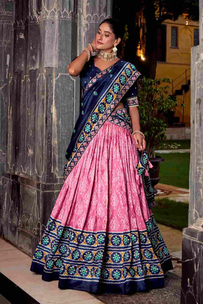 Tasar Silk Zari Woven Work Lehenga Choli In Baby Pink Colour